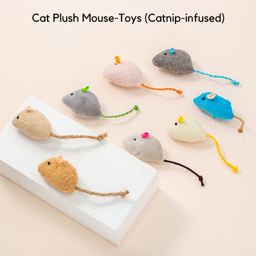 Handmade Cat Plush Mouse Toys 3pcs (Catnip-infused)