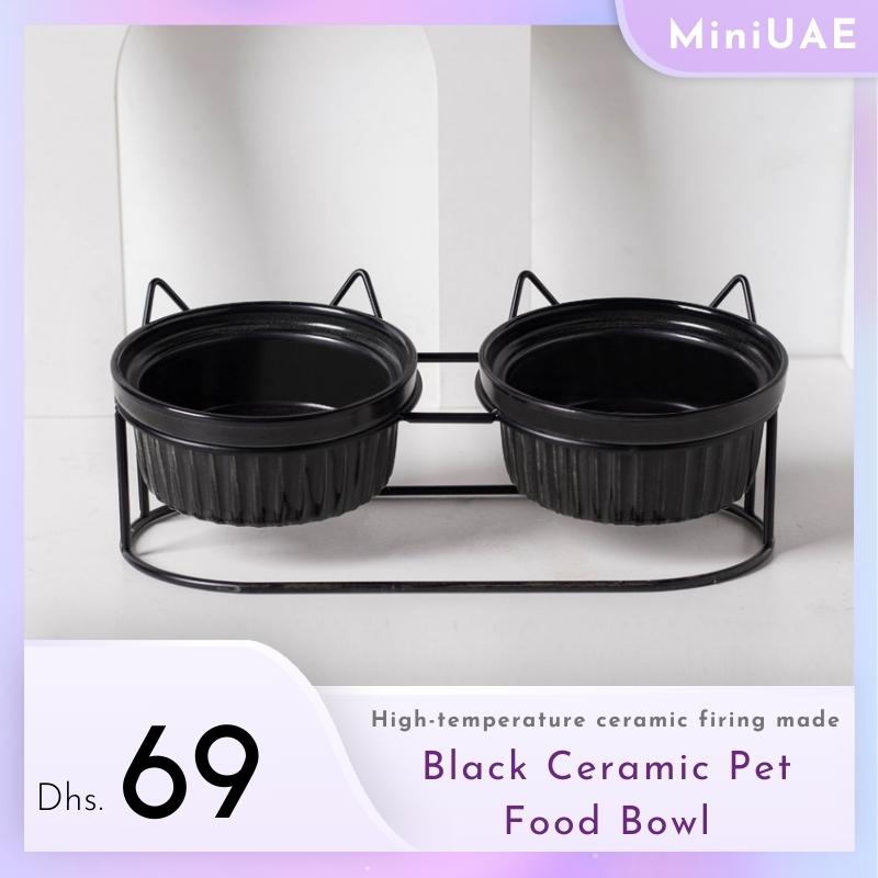 Black Ceramic Pet Food Bowl